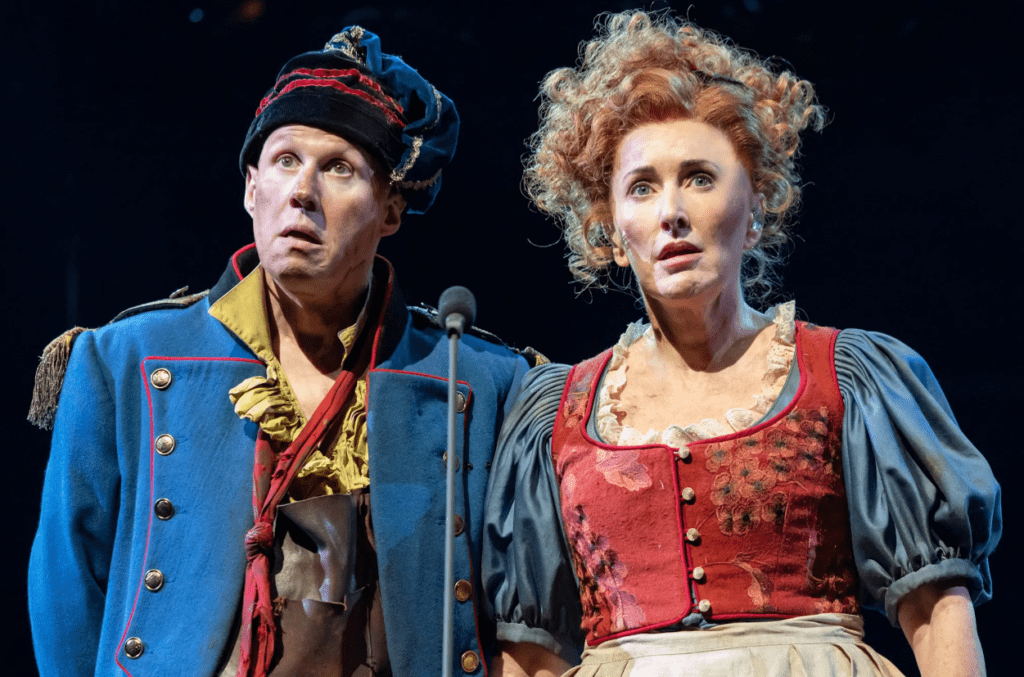 Matt Lucas and Marina Prior as Thénardier and Madame Thénardier in Les Misérables The Arena Spectacular. Photo © Danny Kaan