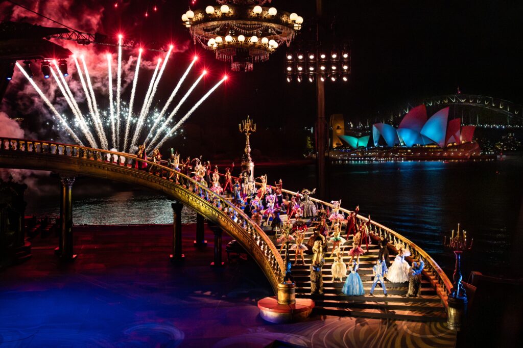 The cast of Handa Opera on Sydney Harbour's 2026 production of The Phantom of the Opera. Credit Daniel Boud