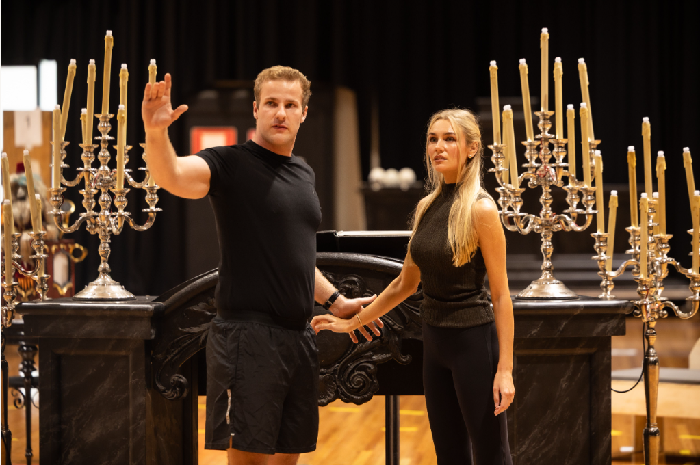 Phantom of the Opera (2026). Jake Lyle as The Phantom and Amy Manford as Christine Daaè. Photo credit Carlita Sari Photo
