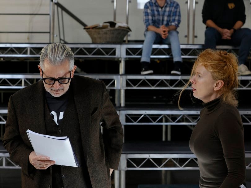 Anthony LaPaglia and Alison Whyte in Death of a Salesman rehearsals. Image: Supplied