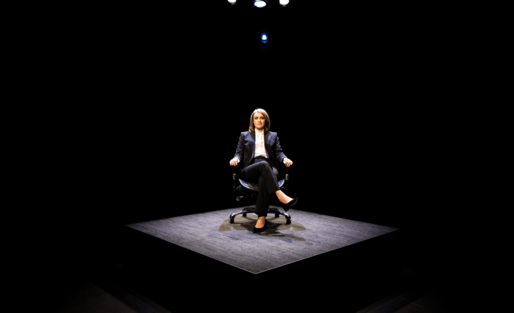 Sheridan Harbridge in Prima Facie - Andrew Henry Presents and Griffin Theatre Company. Photography by Brett Boardman.