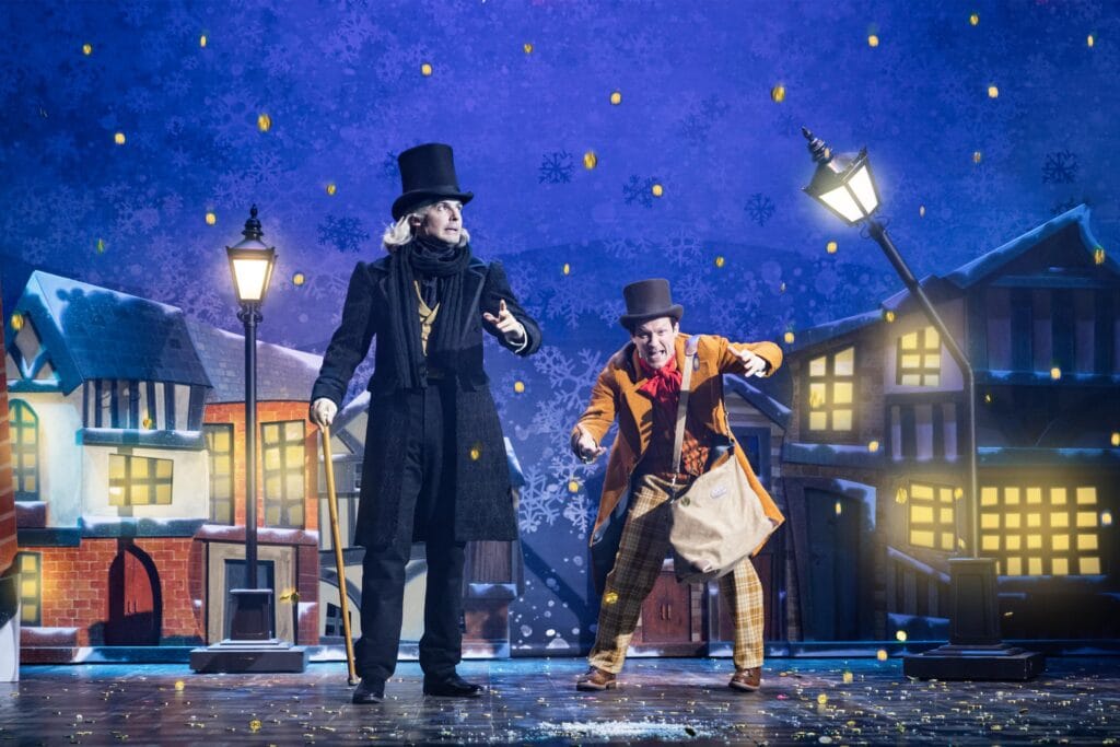 Christmas Carol Goes Wrong original West End Cast. Photos: Matt Crockett and Mark Senior