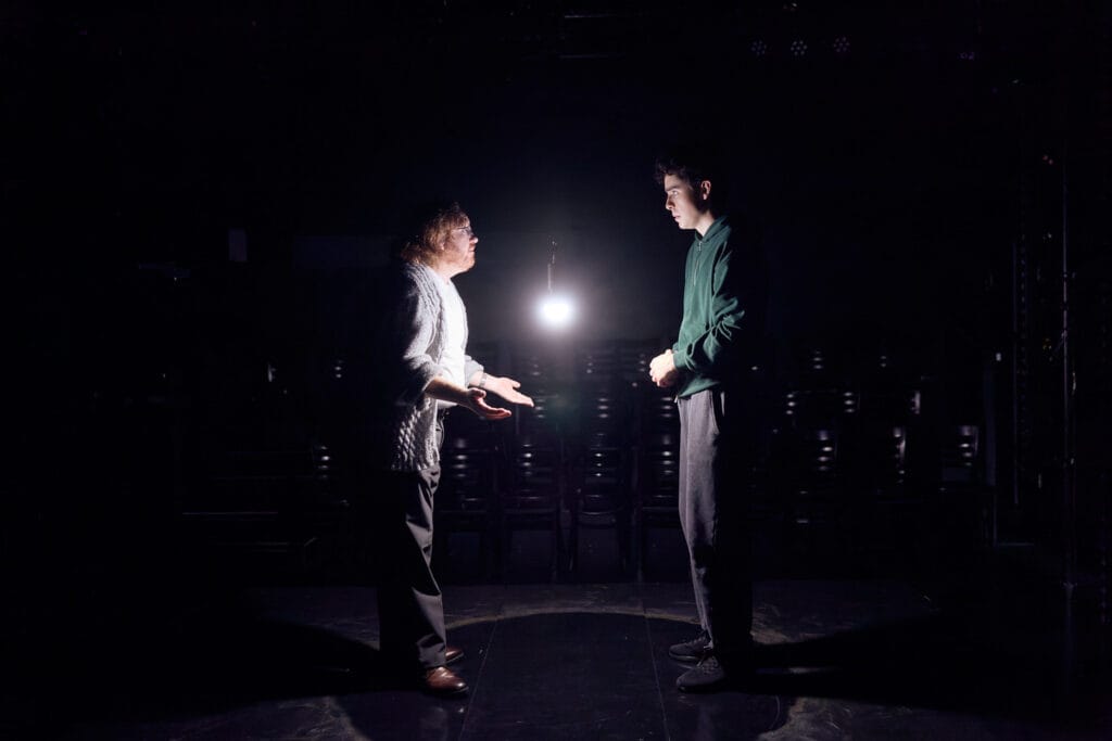 J. James Moody and Ryan Yeates in Equus, KXT on Broadway (2026). Photo: Daniel Boud